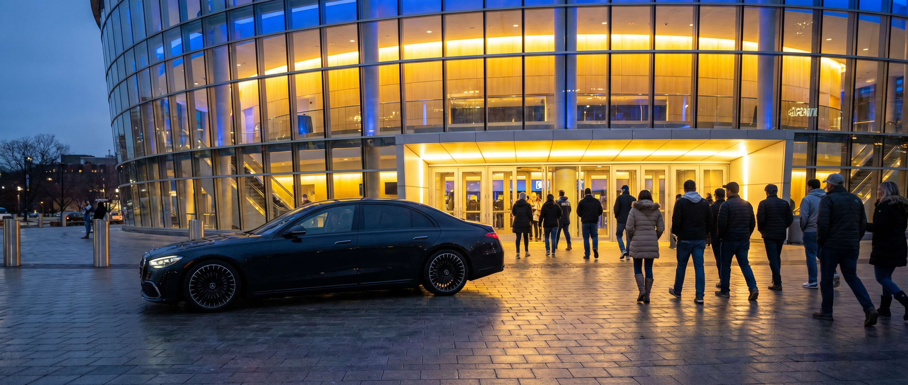 Mercedes-Benz vehicles parked at Gas South Arena concert venue in Duluth, GA
